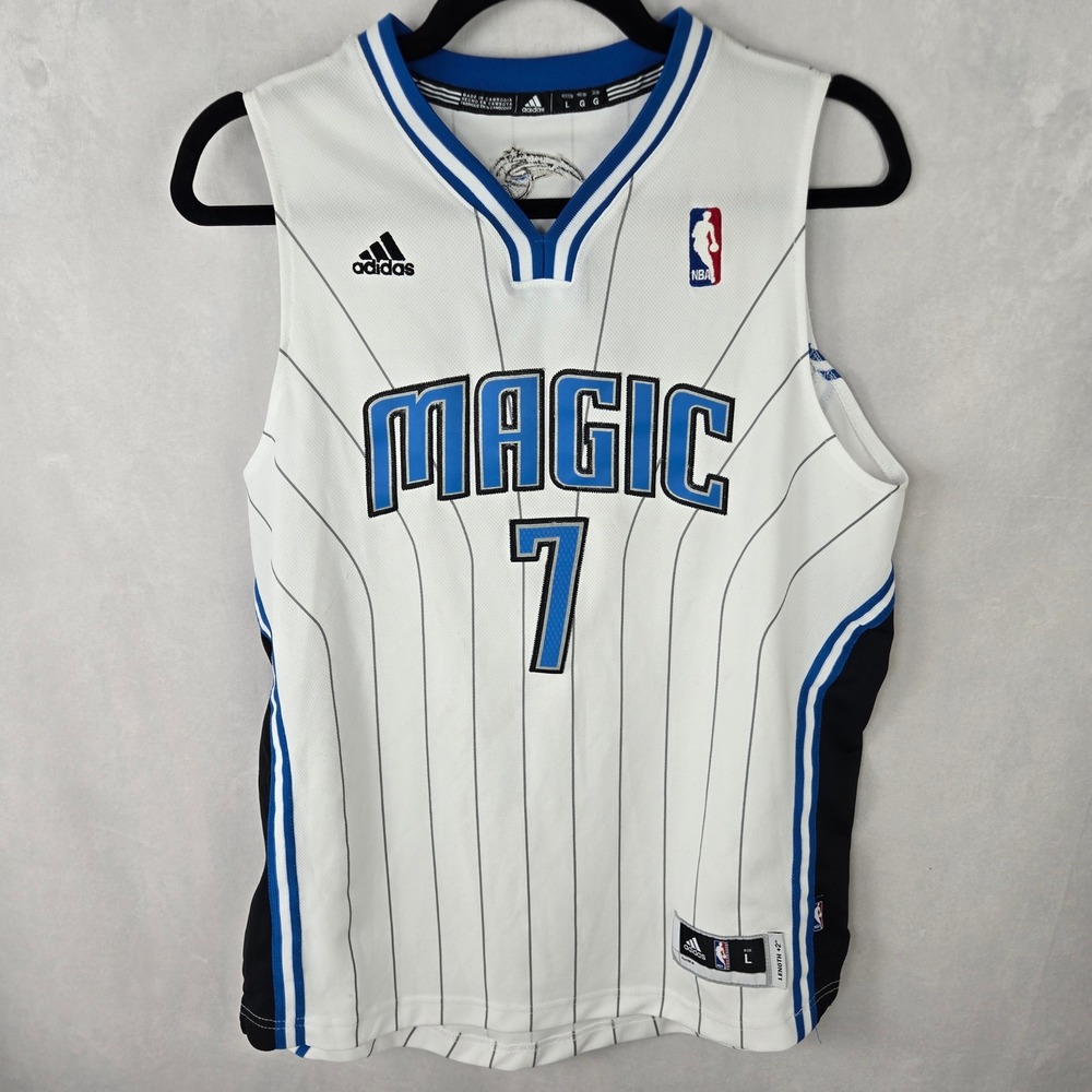 VTG Adidas Orlando Magic JJ Redick 7 NBA Jersey White Pinstripe Youth L or Men S